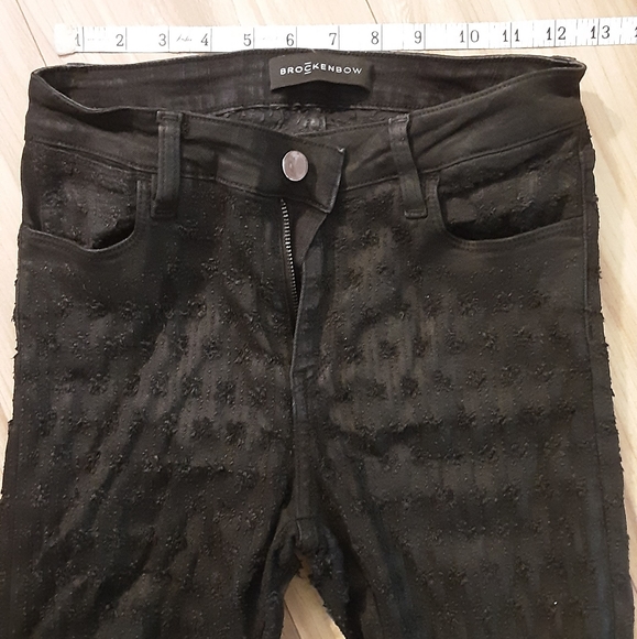 Brockenbow Emma Black Skinny Medium Waist A Wax Honeycomb Textured  Stretch Jean - Picture 13 of 15